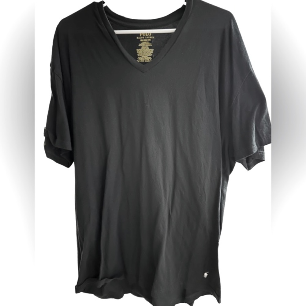 Polo black shirt v-neck. Worn once. In great shape.